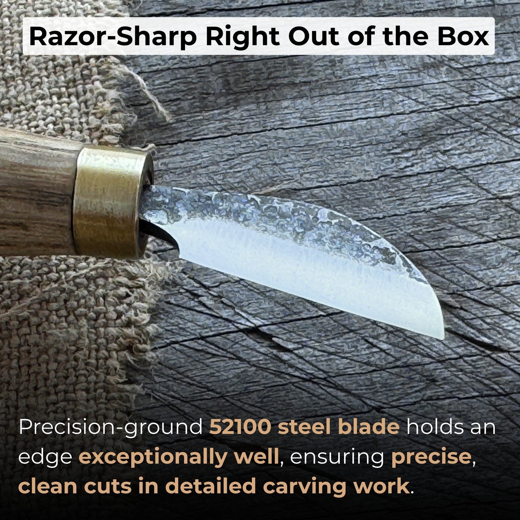 Chip Carving Knife, blade 3 cm (1.2 inches) detail view by Sharky Forged Steel Tools