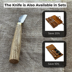 Chip Carving Knife, blade 3 cm (1.2 inches) detail view by Sharky Forged Steel Tools