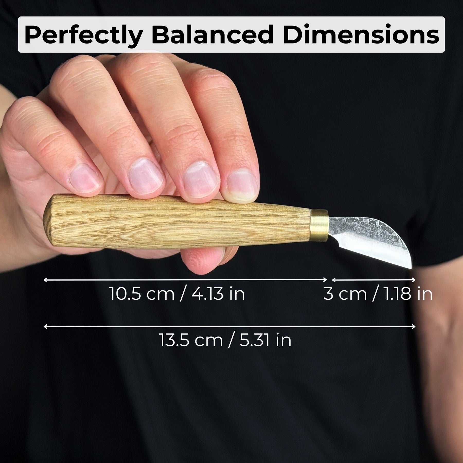 Chip Carving Knife, blade 3 cm (1.2 inches) detail view by Sharky Forged Steel Tools