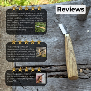 Chip Carving Knife, blade 3 cm (1.2 inches) detail view by Sharky Forged Steel Tools