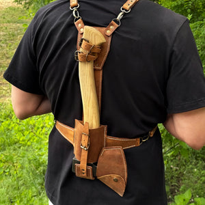 Chopping Axe with Leather Back Carry Pouch, 1.05 kg (2.2 lb) by Sharky Forged Steel Tools