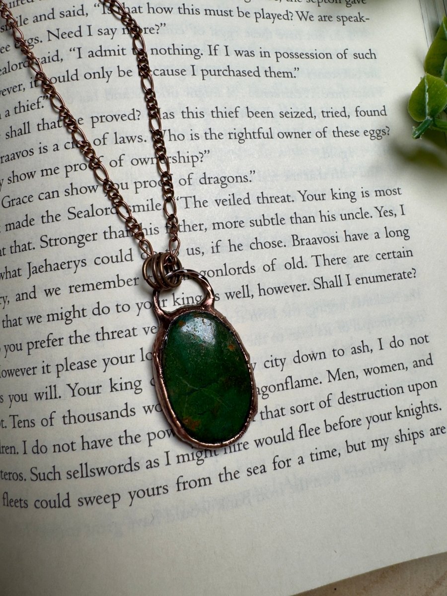 Chrysocolla Necklace detail view by Copper Ashes