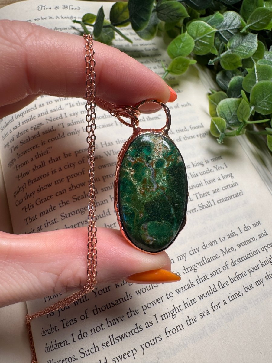 Chrysocolla Necklace detail view by Copper Ashes