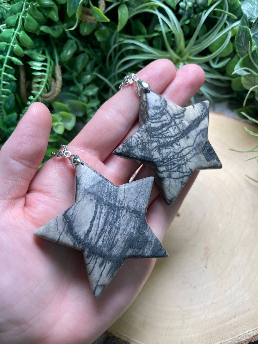 Chunky Spiderweb Jasper Star Necklace by Copper Ashes