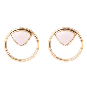 Circle Pink Opal and Golden Bronze Post Stud Earrings by Barse Jewelry