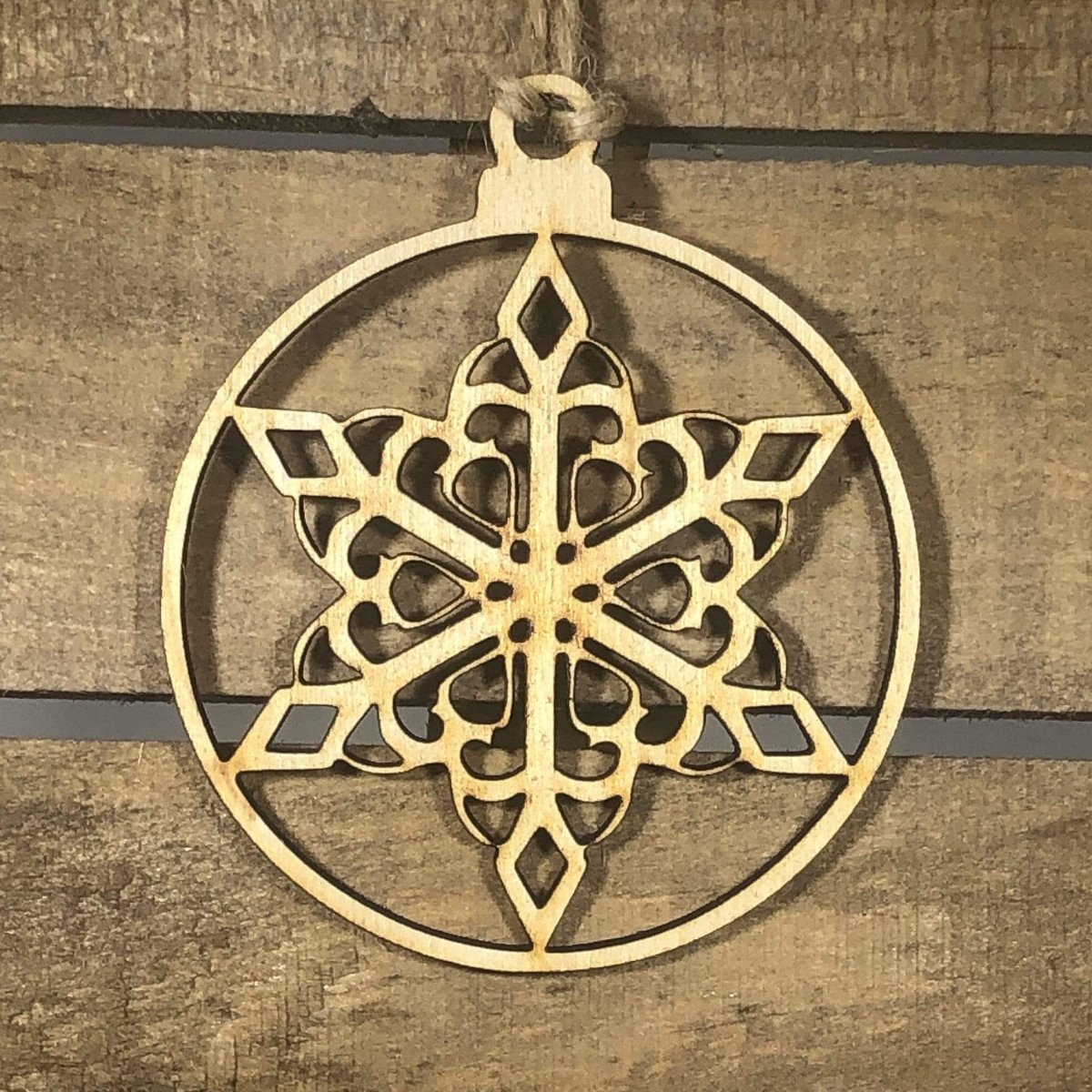 Circle Snowflakes Wooden Christmas Ornament | Winter Holiday Decor by Cate's Concepts, LLC, Southern home decor main product photo