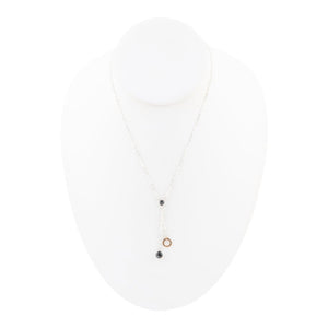 Circle Two-Toned Grey Labradorite Sterling Silver Necklace detail view by Barse Jewelry
