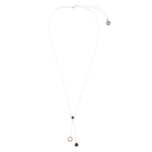 Circle Two-Toned Grey Labradorite Sterling Silver Necklace detail view by Barse Jewelry