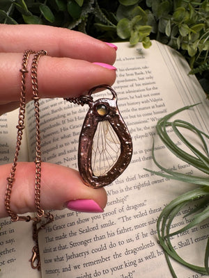 Citrine and Cicada Wing Necklace by Copper Ashes