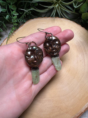 Claire- Green Kyanite and Labradorite Goddess Earrings by Copper Ashes