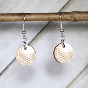Golf Ball Wooden Earrings | Golf Lover Sports Jewelry detail view by Cate's Concepts, LLC