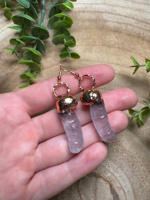 Clear Quartz Penis Earrings detail view by Copper Ashes
