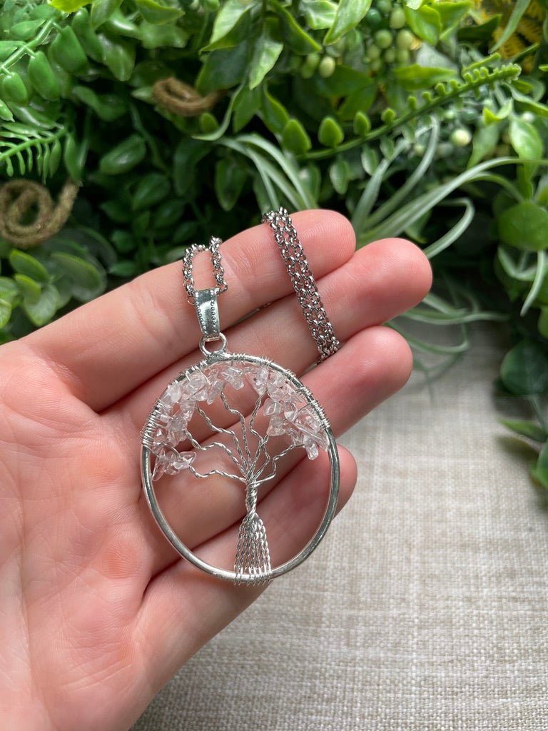 Clear Quartz Tree of Life Necklace by Copper Ashes