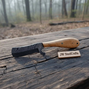 Damascus Bull Cutter Knife Twisted Steel Olive Wood Handle by JW SteelCrafts, Damascus knife main product photo