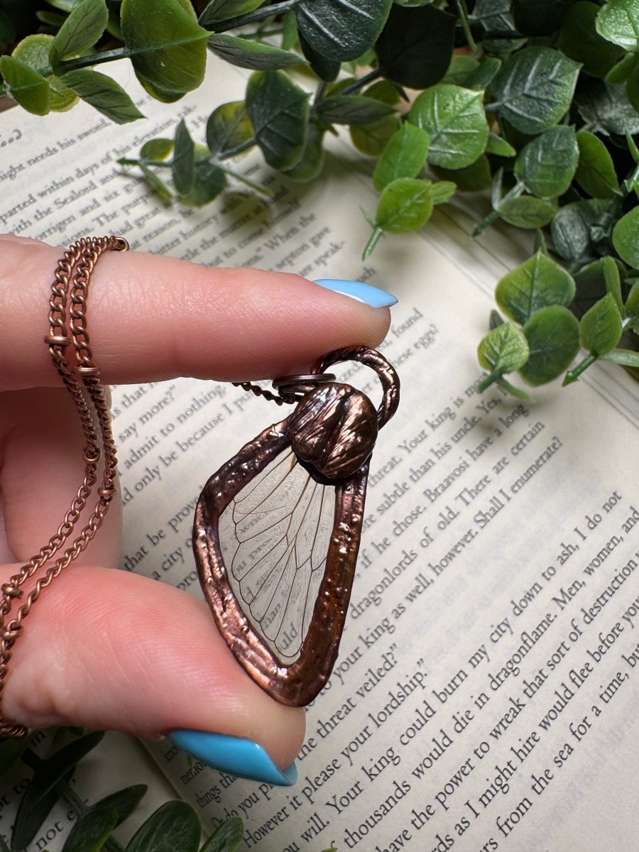 Coffee Cicada Fairy Necklace by Copper Ashes