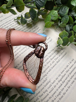 Coffee Cicada Fairy Necklace by Copper Ashes