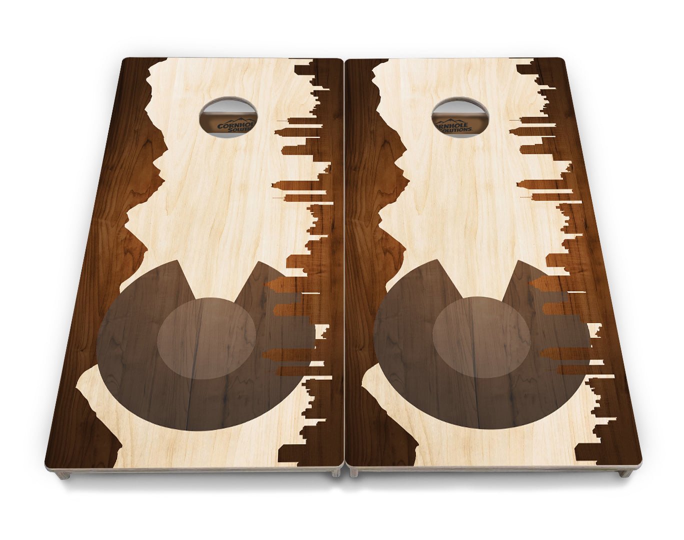 Colorado Natural Wood Skyline Cornhole Boards - Professional Tournament Series