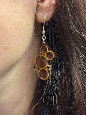 Colorful Boho Bubble Wooden Resin Earrings | Retro Statement Jewelry by Cate's Concepts, LLC, handmade jewelry detail photo 4