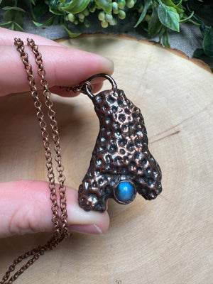 Coral and Labradorite Necklace by Copper Ashes