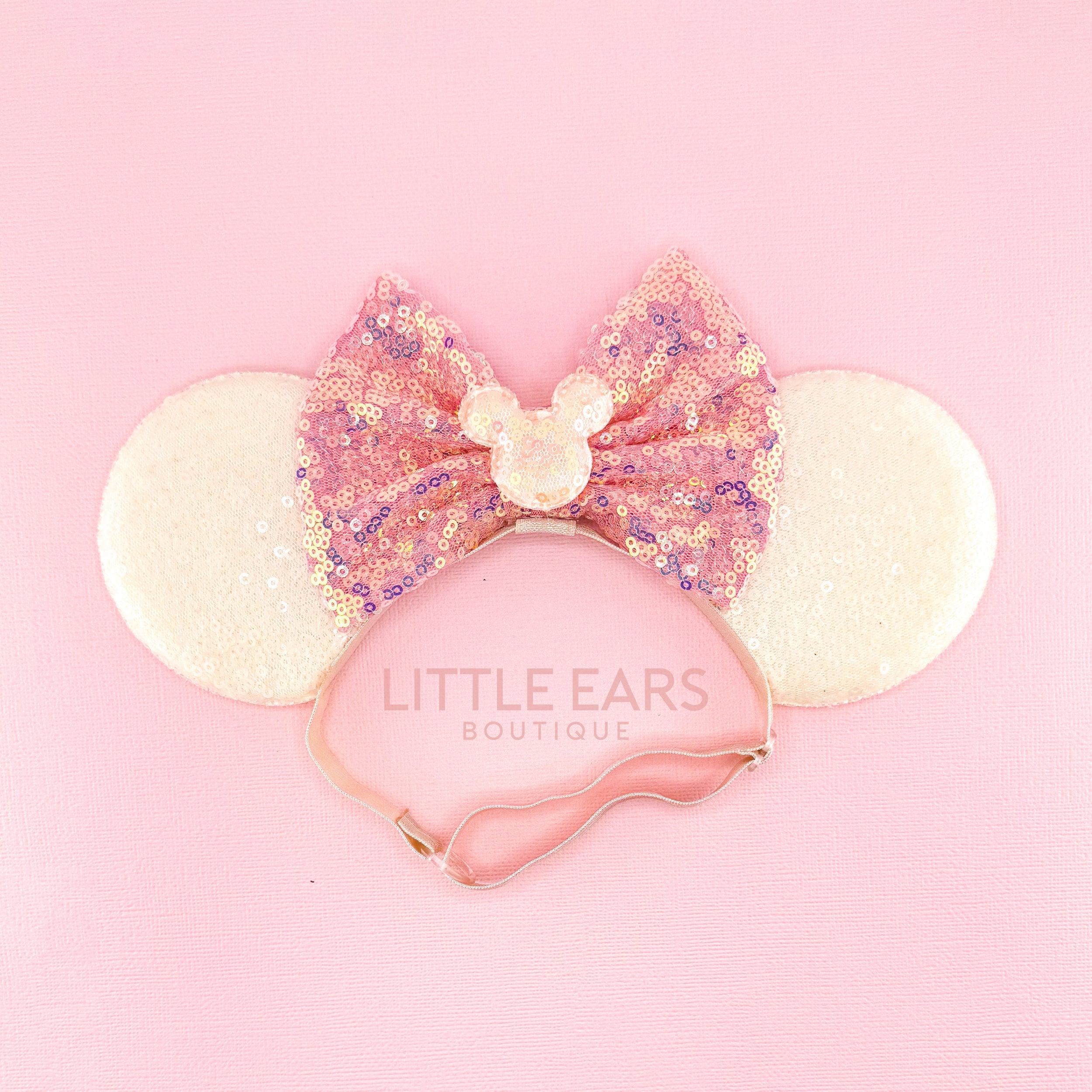 Coral & Cream Elastic Ears by Little Ears Boutique, children's boutique clothing main product photo