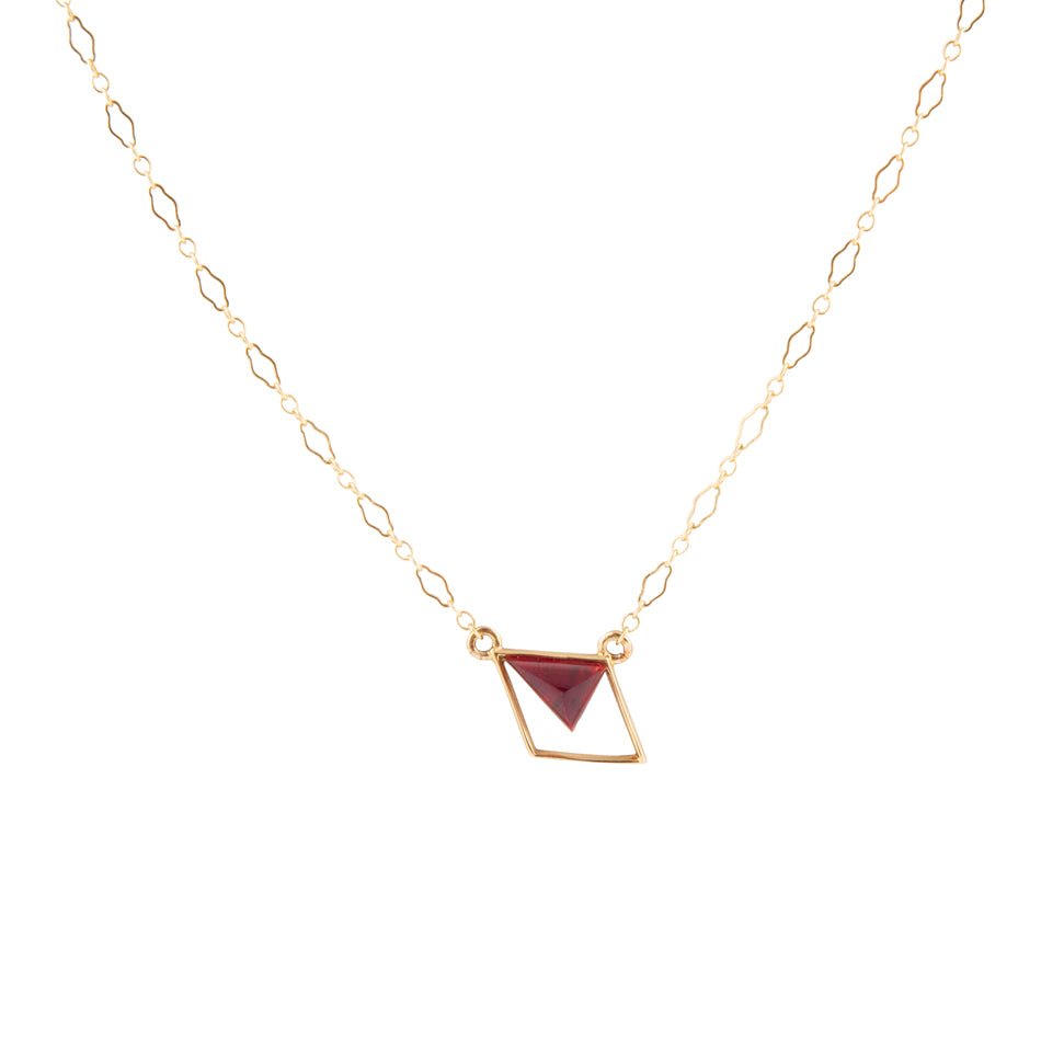 Corundum and Bronze Triangle Necklace by Barse Jewelry