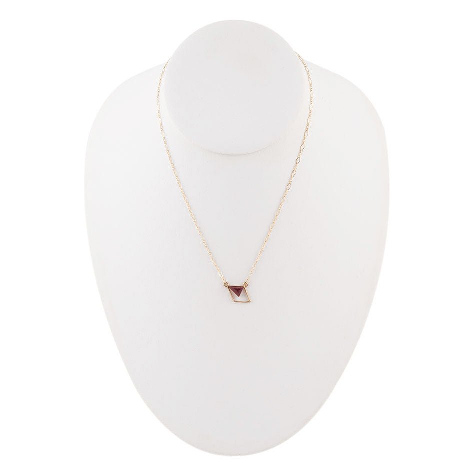 Corundum and Bronze Triangle Necklace detail view by Barse Jewelry