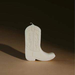 Cowboy boot shape candles by gold + ivy, scented candle detail photo 6