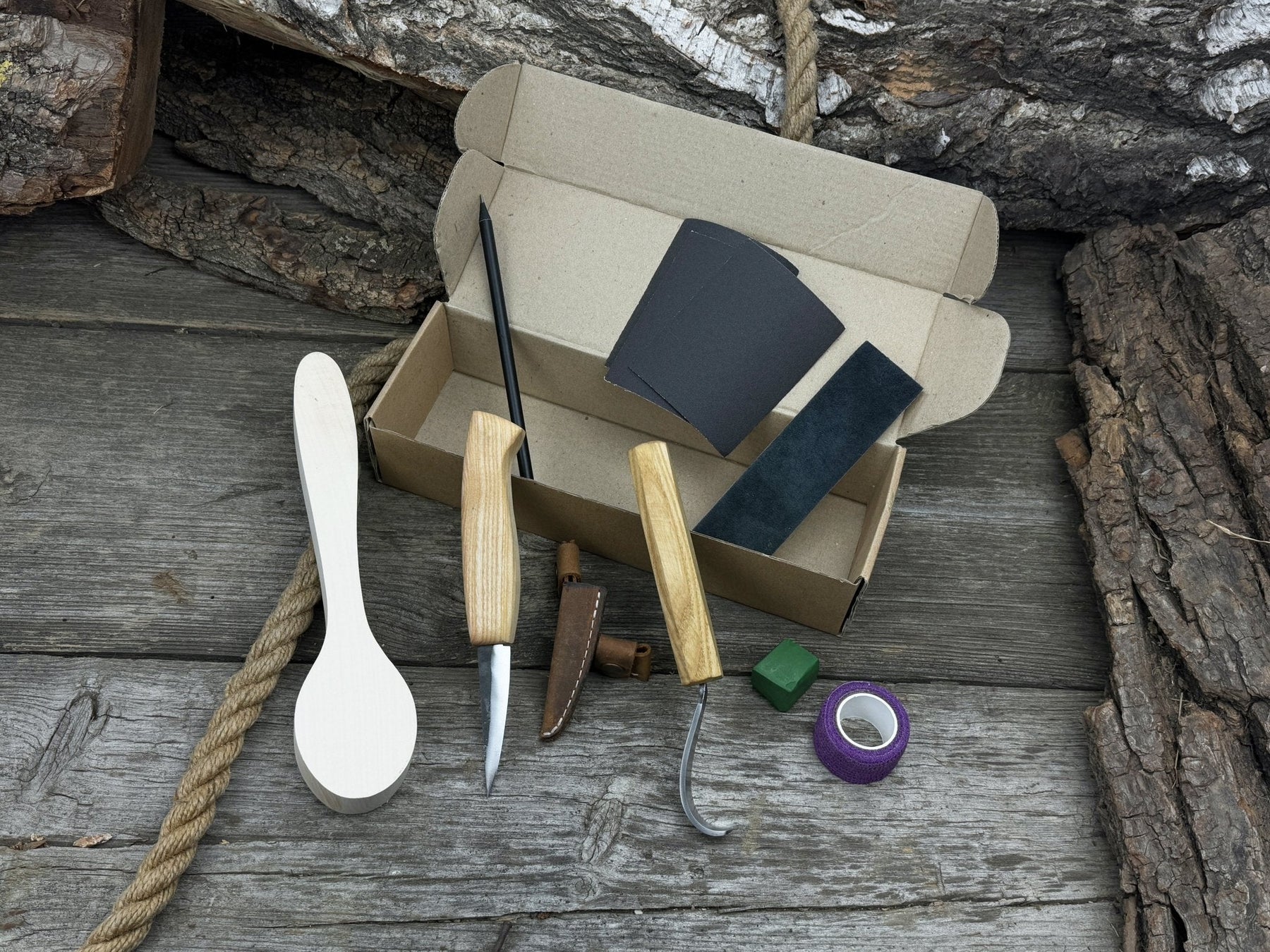 Craft Your Own Wooden Spoon – All-in-One Whittling Kit detail view by Sharky Forged Steel Tools