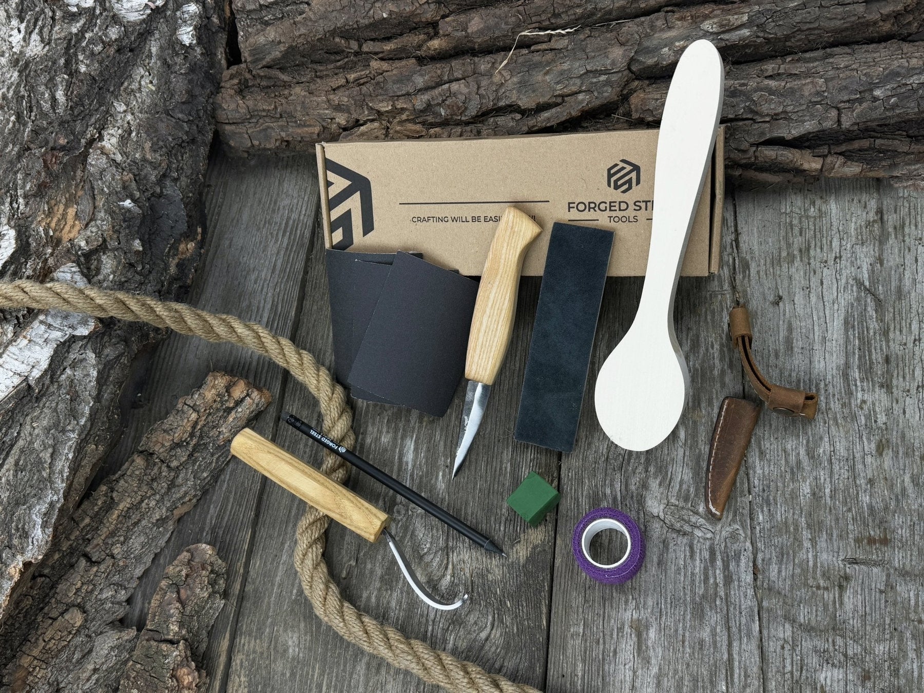 Craft Your Own Wooden Spoon – All-in-One Whittling Kit detail view by Sharky Forged Steel Tools