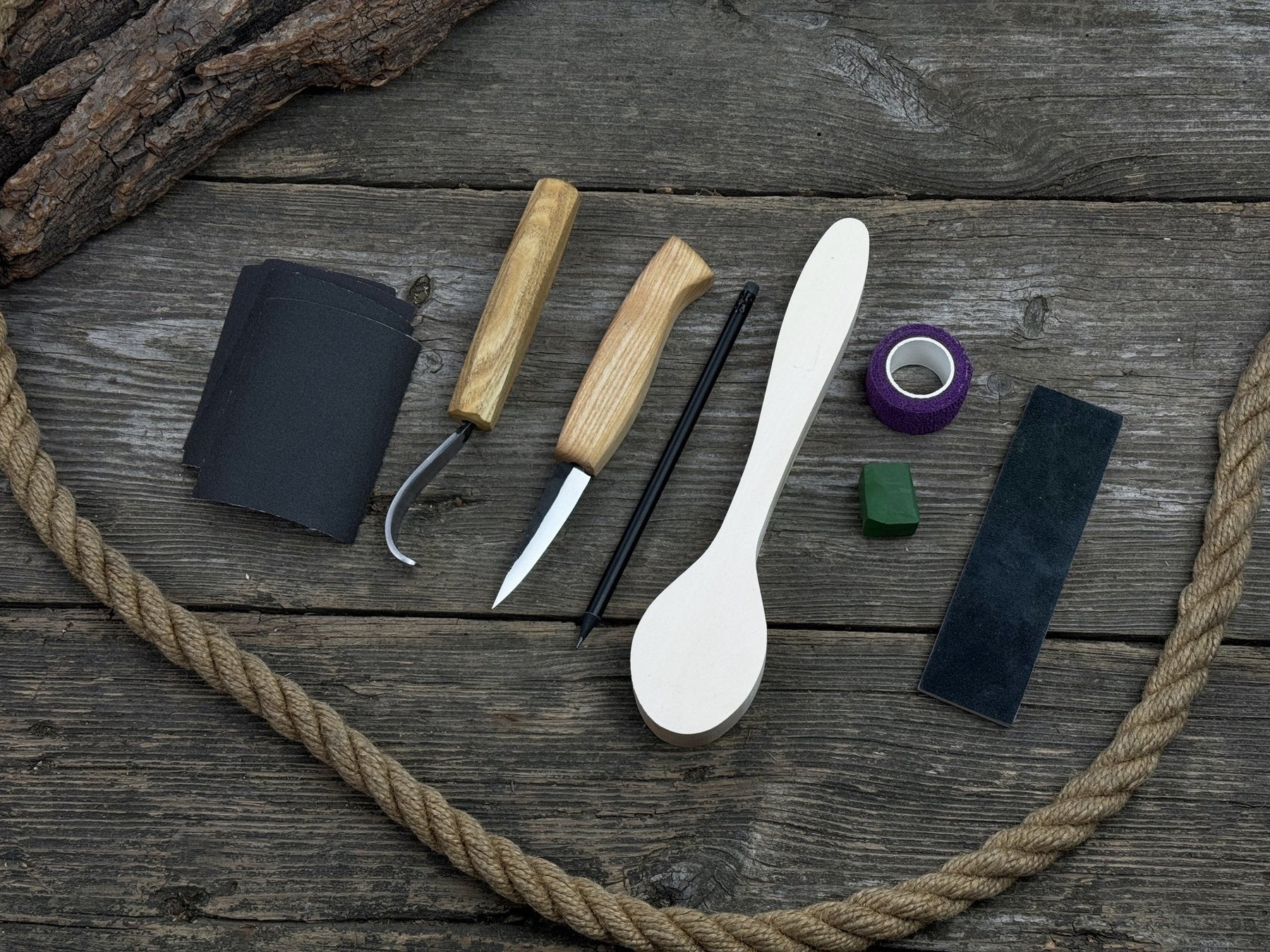 Craft Your Own Wooden Spoon – All-in-One Whittling Kit detail view by Sharky Forged Steel Tools