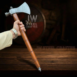 Damascus Pipe Tomahawk Hand Forged Viking Axe by JW SteelCrafts, Southern handmade gift detail photo 2