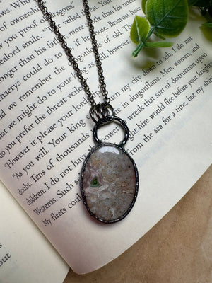Crazy Lace Agate Necklace detail view by Copper Ashes