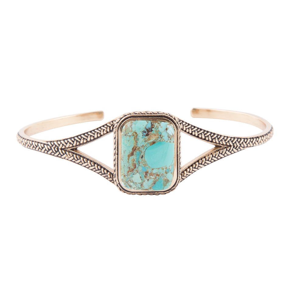 Credence Genuine Turquoise Cuff Bracelet detail view by Barse Jewelry