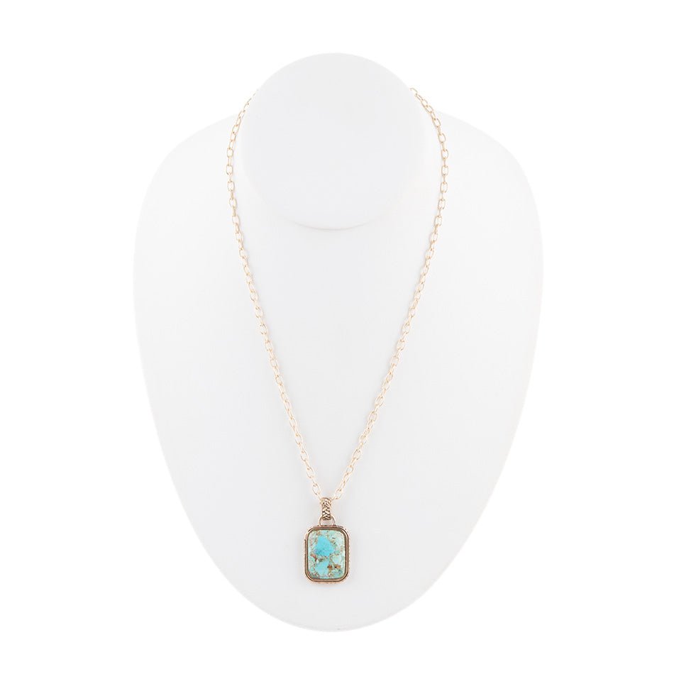 Credence Genuine Turquoise Pendant Necklace detail view by Barse Jewelry