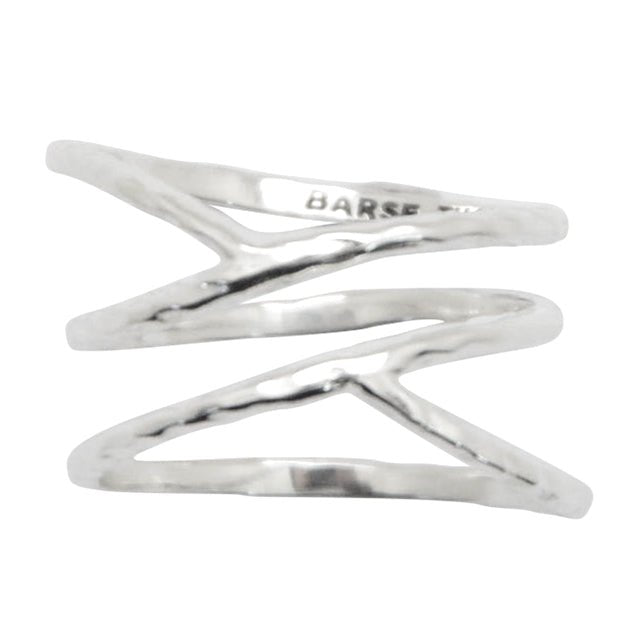 Criss Cross Sterling Silver Ring detail view by Barse Jewelry