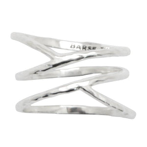 Criss Cross Sterling Silver Ring detail view by Barse Jewelry