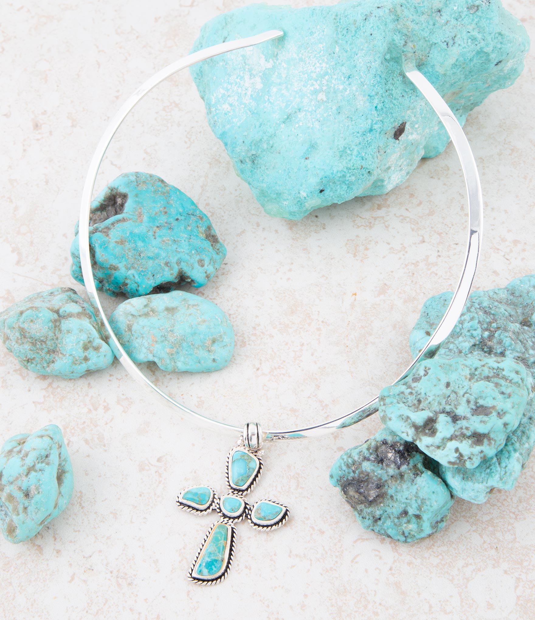 Cross Pendant and Sterling Silver Necklace detail view by Barse Jewelry