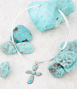 Cross Pendant and Sterling Silver Necklace detail view by Barse Jewelry