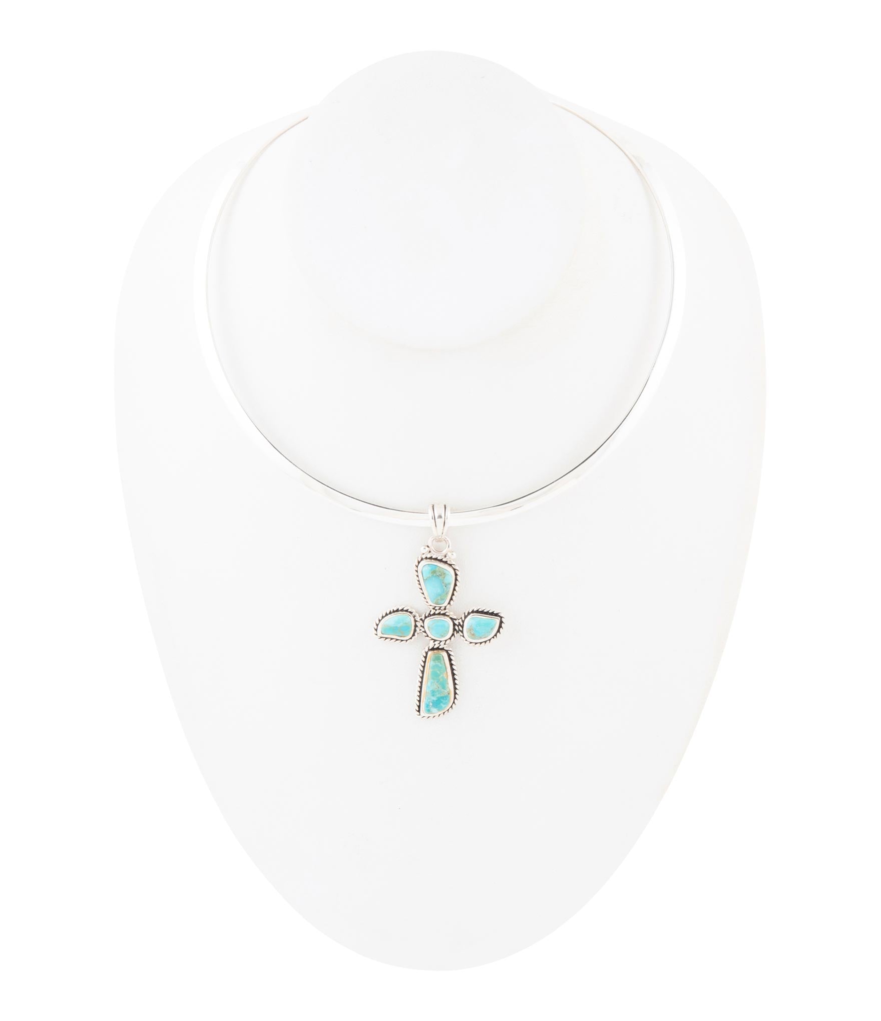 Cross Pendant and Sterling Silver Necklace detail view by Barse Jewelry