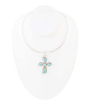 Cross Pendant and Sterling Silver Necklace detail view by Barse Jewelry