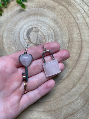 Crystal Heart Locket Earrings detail view by Copper Ashes