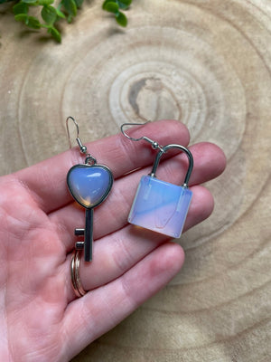Crystal Heart Locket Earrings detail view by Copper Ashes