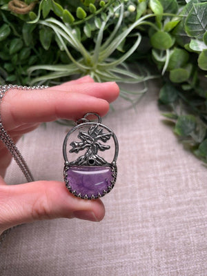Crystal Tree of Life Necklace detail view by Copper Ashes