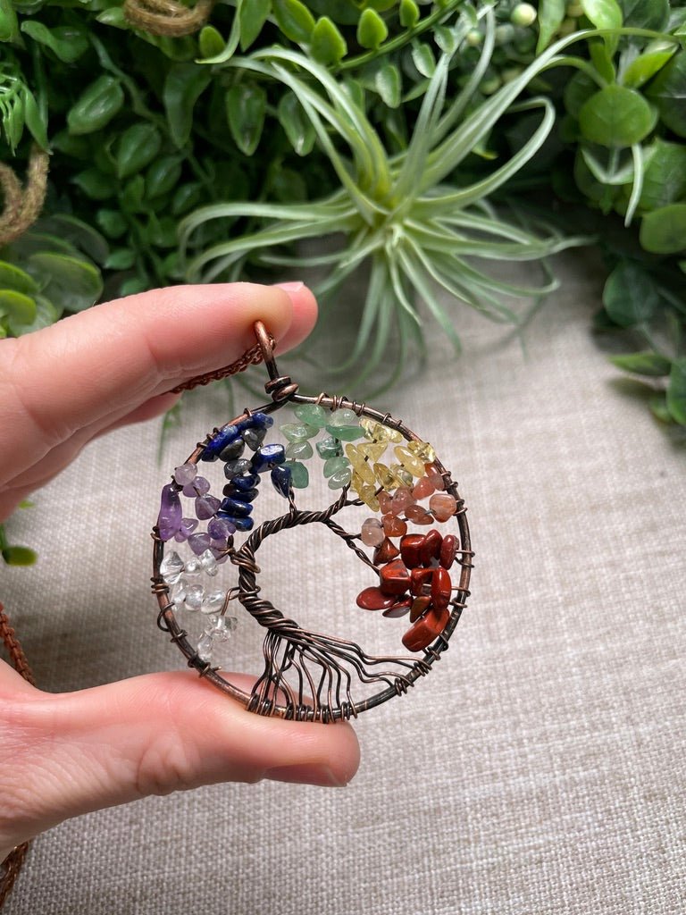 Crystal Tree of Life Necklace detail view by Copper Ashes