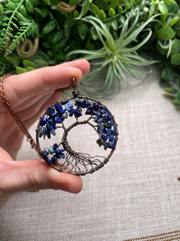 Crystal Tree of Life Necklace detail view by Copper Ashes