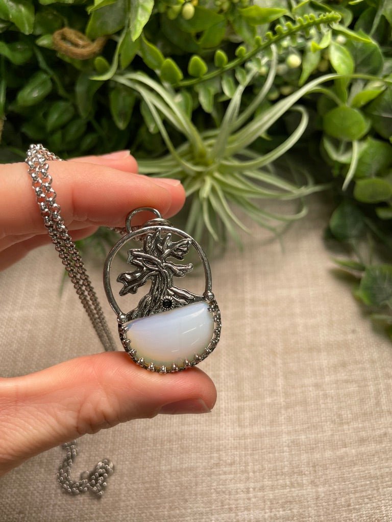 Crystal Tree of Life Necklace detail view by Copper Ashes