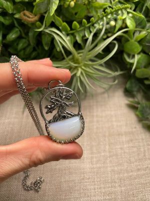 Crystal Tree of Life Necklace detail view by Copper Ashes