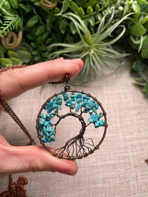 Crystal Tree of Life Necklace detail view by Copper Ashes
