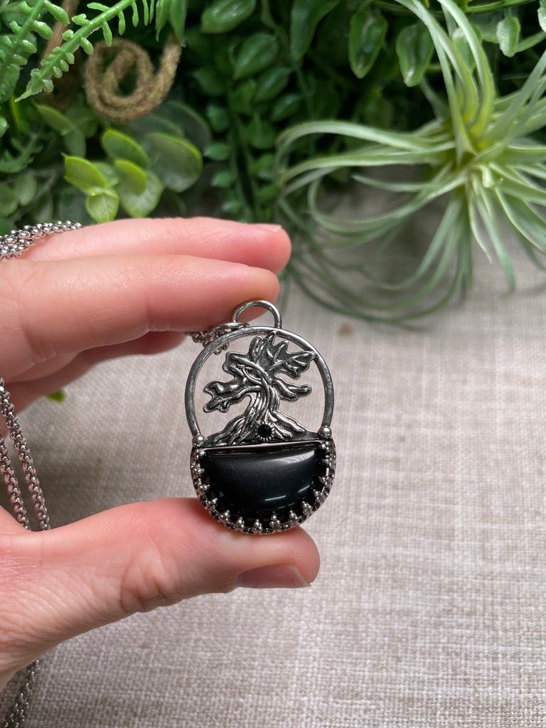 Crystal Tree of Life Necklace detail view by Copper Ashes
