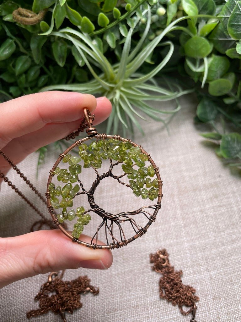 Crystal Tree of Life Necklace detail view by Copper Ashes